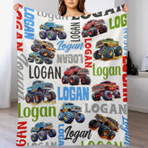 Monster Trucks Personalized Name Baby Blanket